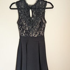 Alt B. Black Cocktail Dress with Lace Overlay Size XS